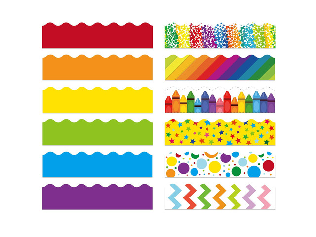 240 Pcs Bulletin Board Borders Scalloped Classroom,Bohemia Black White Patterns, 236ft Trim Bulk for Seasonal Classroom Decoration, Teacher Border...