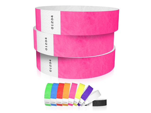 1,200 Neon Pink Tyvek Wristbands for Events - Tamper-Proof Design Comfortable Water/Tear-Resistant - USA Made Tyvek Wristband ID Bracelets for...