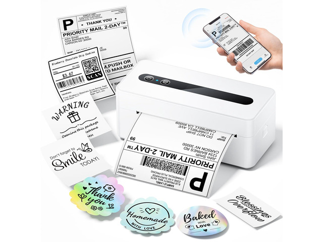Bluetooth Thermal Label Printer, 4X6 Shipping Label Printer for Small Business, Thermal Printer Scanner Accessories Compatible with Phone, iOS,...
