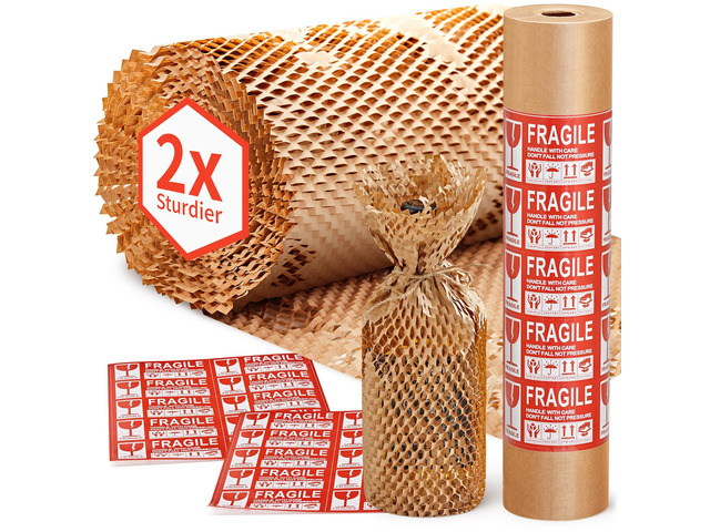Honeycomb Packing Paper, 15' x 131' Bubble Wrap Roll for Packing Eco-Friendly Honeycomb Packing Paper, Durable Cushioning For Shipping & Moving, W/...