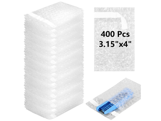 Bubble Bags Double Bubble Pouches, 3.15 x 4 Inch, 400 Pcs Clear Protective Pouches, Thickening Shockproof Design, Self Seal Cushion Wrap for...