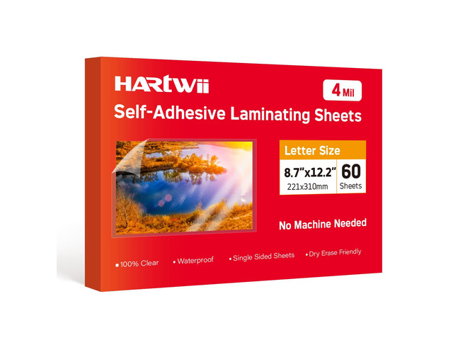 4mil Thicker Self Adhesive Laminating Sheets 8.5 x 11Inck,60 Pack Self Sealing Laminate Sheets Lettter Size,No Machine No Heat Clear Laminating...