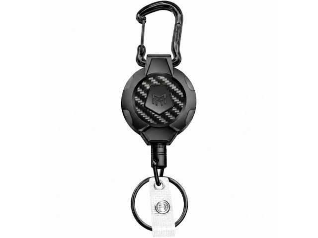 Heavy Duty Retractable Keychain, 10 OZ Retraction Strong Stainless Spring Lanyard Badge Reel Carabiner Clip Carbon Fiber Badge Holder for Key Ring...