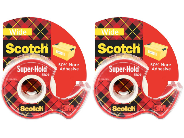 Super-Hold Wide Tape, 1 Roll, 50% More Adhesive, Trusted Favorite, 1.5 x 650 in (198W) (Pack of 2)