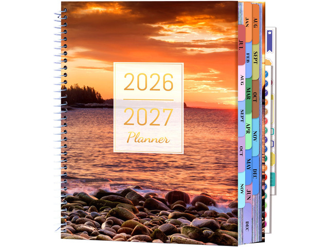 Planner 2026-2027 Daily Calendar Weekly Monthly Hourly Planners 18 Month July 2026-Dec 2027, 26-27 Hardcover Large Yearly Agenda with Stickers Tabs...