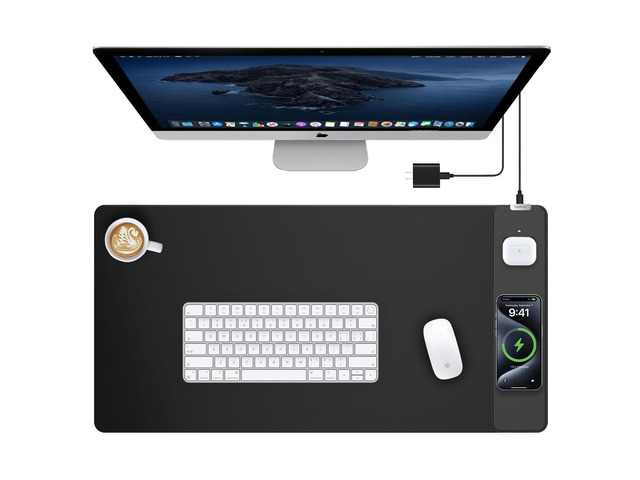 Mouse Pad with 15W Wireless Charging, Classic Black Desk Mat 31.5'x15.75' XXL Large Desk Pad, Waterproof Gaming Mousepad with Non-Slip Base,...