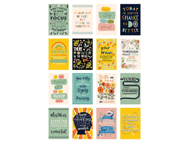 Motivational Poster Set, Inspirational Classroom Wall Decor 12-Pack 8.5' x 11' Positive Affirmation Prints for Middle & High School Classrooms,...