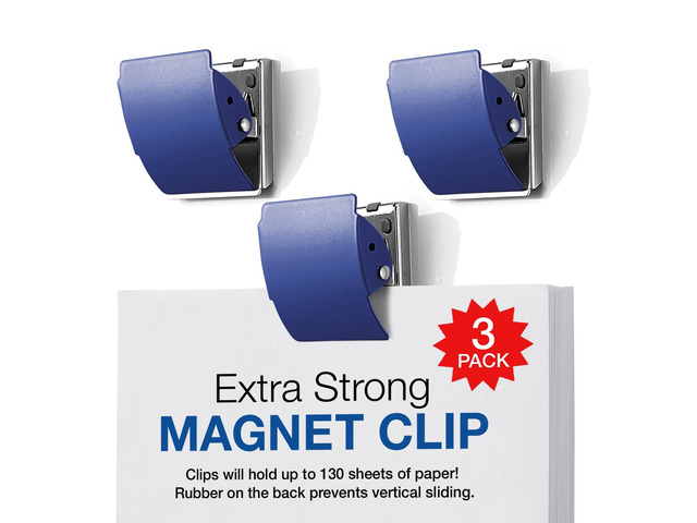 Extra Strong Magnetic Clips for Refrigerator and More, Large Blue, 3-Pack