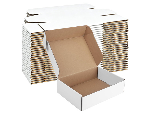 11x8x4 Inches Shipping Boxes Set of 25, White Corrugated Cardboard Boxes, Mailer Boxes for Small Business