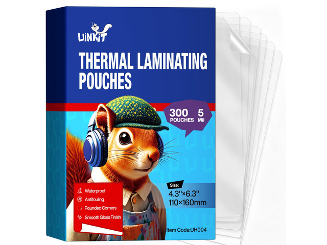 5Mil Thermal Laminating Pouches 4x6, Photo Size Sleeves for Recipe Cards, Bookmarks, Library Cards & Flashcards 300 Pack, Crystal-Clear Glossy,...
