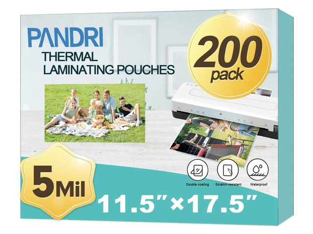 200 Pack Clear Thermal Laminating Sheets, 11.5 x 17.5-Inch, 5 Mil Plastic Laminator Sheet, Fits 11 x 17 inch Paper Size, Clear, Round Corner,...