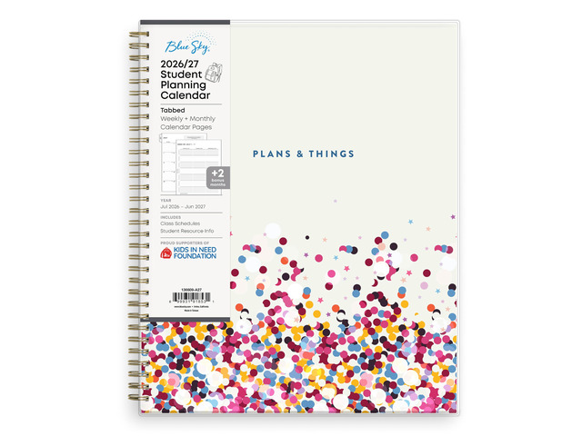 2026-2027 Weekly & Monthly Academic Planner 8.5'x11' Star Confetti July 2026 - June 2027, Flexible Cover, Wirebound, Laminated Tabs, Academic Year...