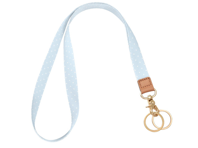 Lanyards for ID Badges, Cute Neck Lanyard Keychain for Women, Polka Dots and Hearts Long Lanyards for Keys and Wallet, Blue Polka Dots