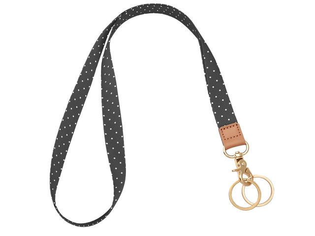 Lanyards for ID Badges, Cute Neck Lanyard Keychain for Women, Polka Dots and Hearts Long Lanyards for Keys and Wallet, Black White Polka Dots
