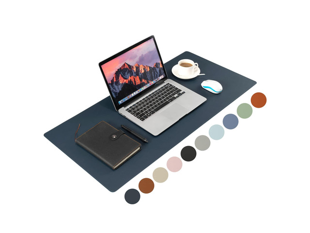 PU Leather Desk Pad Blotter,Navy Waterproof Office Desktop Mat for Men,36x17in Non-Slip Large Mouse Pad/Writing Protector/Desk Accessories