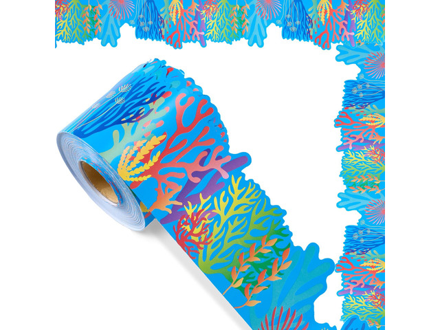72 Ft Ocean Bulletin Board Border, Coral Reef Die-Cut Rolled Border Trim Wall Decor Border Trim for Photo Walls, Classroom Boards and Chalkboards,...
