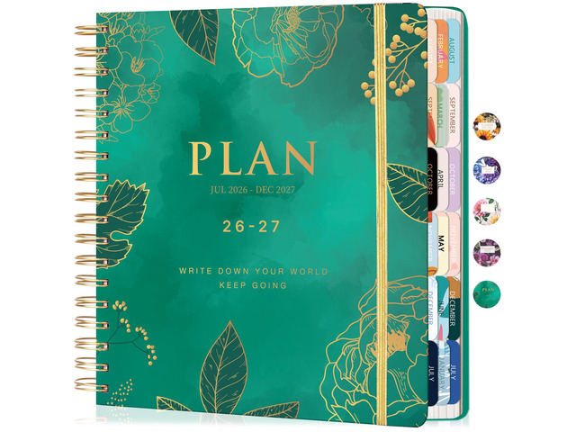 Planner 2026-2027 Weekly and Monthly Planner Gift for Women 18 Month Aesthetic Hardcover Yearly Calendar Agenda with Stickers Laminated Tabs for...