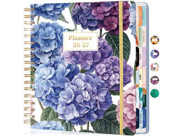 18 Month Planner 2026-2027 Weekly Monthly Hardcover Gift for Women 100GSM No-Bleed Paper, Spiral Hardcover, Laminated Tabs, Pocket, Stickers -...