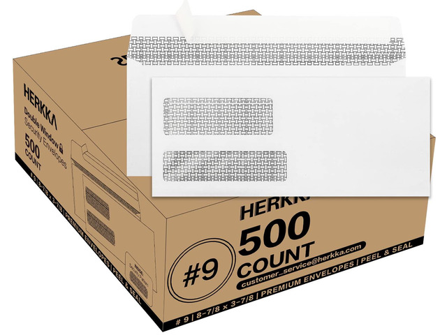 #9 Double Window Security Envelopes, No.9 Double Window Business Envelopes Designed for Invoices and Business Statements - Number 9 Size 3 7/8 Inch...