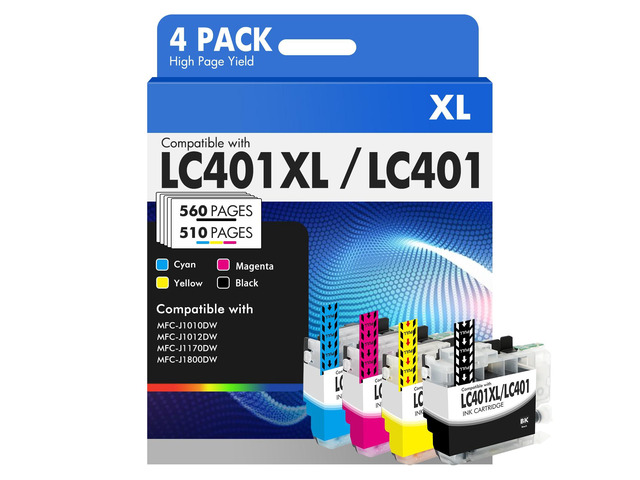 LC401XL LC401 MFC-J1010DW Ink Cartridges for Brother Printer MFC J101DW Compatible for Brother LC401 401XL MFC-J1010DW MFC-J1170DW MFC-J1012DW...