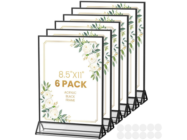 Acrylic Sign Holder 8.5X11 Double-Sided Black Picture Frames Acrylic Frames for Wedding Table Numbers Photo Frames Flyers Menu with Removable...