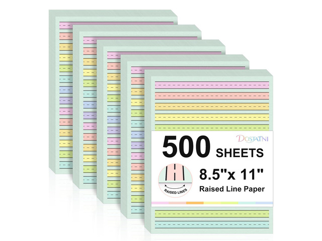 500 Sheets Handwriting Paper 0.5Line Width for Primary School Kid 8.5x11 Colored Writing Paper ADHD Tactile Writing Lines Spacing Multisensory...