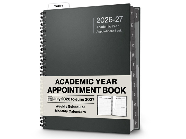 2026-2027 Appointment Book 8.5 x 11, July 2026 to June 2027, 15-Minute Hourly Schedule Planner with Laminated Tabs, Daily Professional Agenda