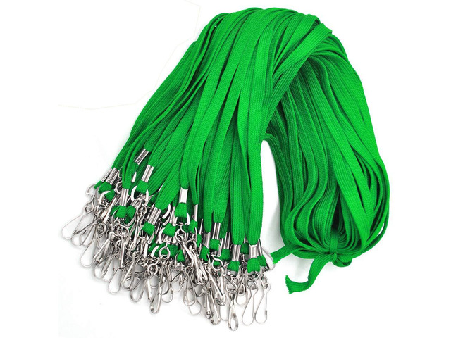 Lanyard 100 Pack Bulk Badge Lanyards for ID Badges Neck Cruise Name Tag ID Holder (Green, 100 Pack)