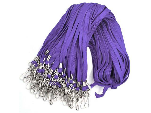 Lanyard 100 Pack Bulk Badge Lanyards for ID Badges Neck Cruise Name Tag ID Holder (Purple, 100 Pack)