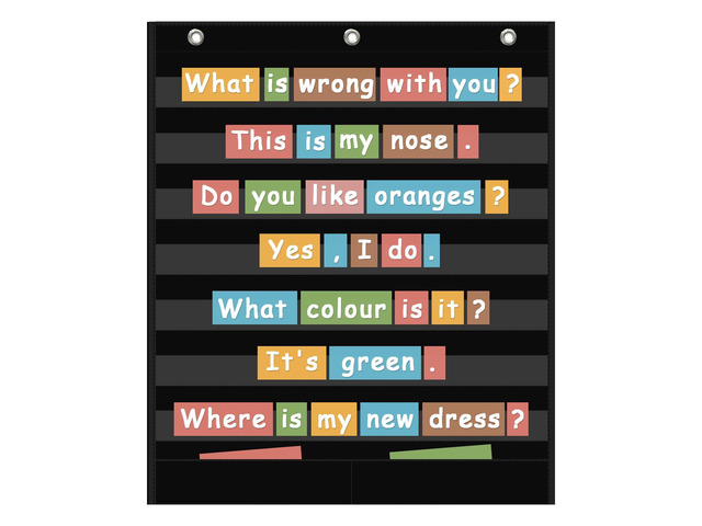 7+2 Pockets Standard Pocket Chart, Clear 7 Pockets Words Chart with 2 Extra Storage Pocket for Classroom Home Office Use,Large Size:33.2x 28 Letter...