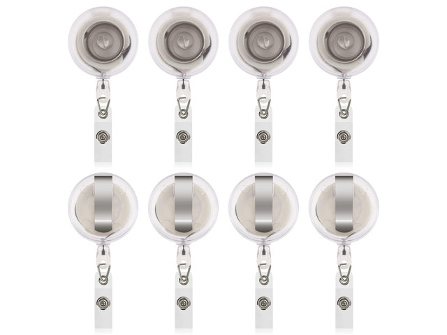 50 Pcs Retractable Badge Reel Clips Holder for Hanging ID Card Name Clear Frosted,Strong Pull Resistance,Bulk Reels for Nurse Doctor Teachers...