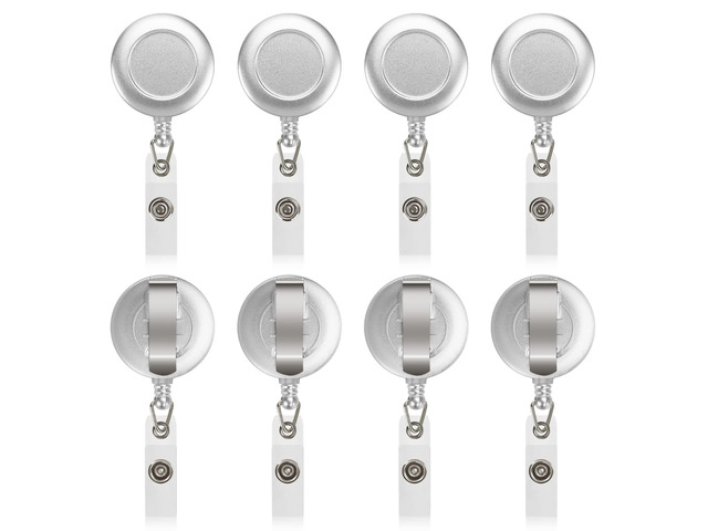 50 Pcs Retractable Badge Reel Clips Holder for Hanging ID Card Name Silver,Strong Pull Resistance,Bulk Carabiner Reels for Nurse Doctor Teachers...
