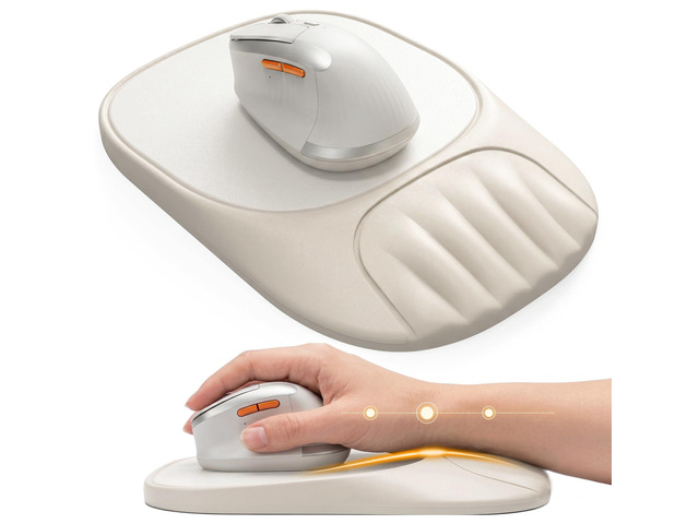 Ergonomic Mouse Pad with Wrist Rest, Sloped Memory Foam Mousepad with Wrist Support, Cooling Channels, Non-Slip Base, Smooth Lycra Surface for...