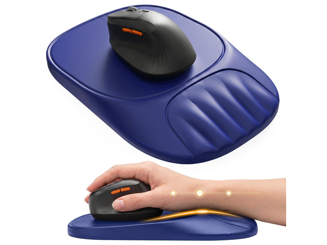 Ergonomic Mouse Pad with Wrist Rest, Sloped Memory Foam Mousepad with Wrist Support, Cooling Channels, Non-Slip Base, Smooth Lycra Surface for...