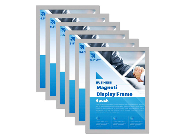 6-Pack Magnetic Sign Holder, 8.5Ã—11 Sliver Magnetic Paper Holder Reusable, For door sign, Strong magnetic border, Eco, 11-kits, Anti-glare,...