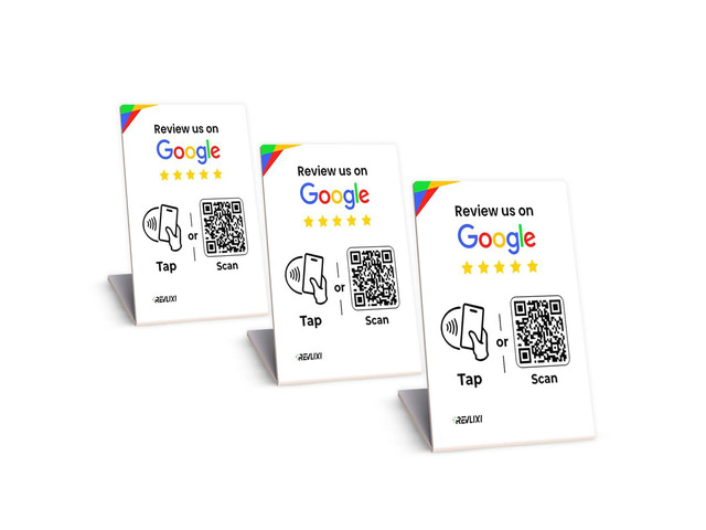 Google Review Stand (3 PCS)- Boost Reviews w/Reusable Google Review Tap Card Stand & QR Code Stand -No App, No Subscription- Android & iPhone...