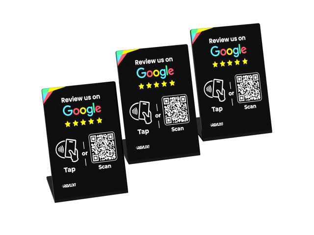 Google Review Stand (3 PCS)- Boost Reviews w/ 3x4 inch Reusable Google Review Tap Card Stand & QR Code Stand -No App,No Subscription- Android &...