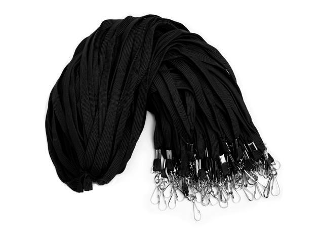 100-Pack Black Lanyards for ID Badges with Swivel J-Hooks - Versatile Neck Lanyard for Keys, Card Holders, Whistles, and More - Ideal for Offices,...