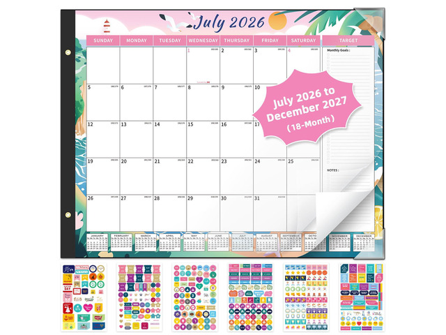 Desk Calendar 2026-2027 Large 22'' x 17'', 2026 Monthly Deskpad Calendar, 18 Month Calendar for Family Office, Use July 2026 - Dec 2027, Four...