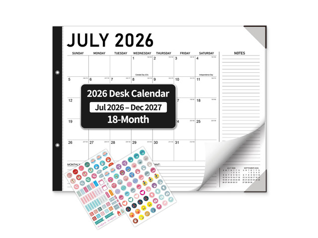Large Desk Calendar 2026-2027 - 18-Month Jul 2026 - Dec 2027, 22x17in Minimalist Extra Large Desktop Calendar, Academic Calendar with Protection...