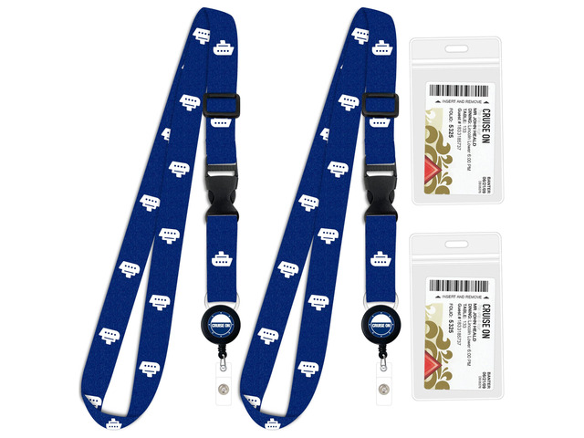 Lanyard for Ship Cards 2-Pack Retractable Badge & Waterproof Key Card Holder for Ship Cards Essentials 2026-2027, Perfect for Travel & Vacation...