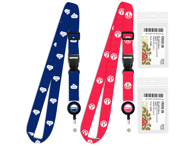 Lanyard for Ship Cards 2-Pack Retractable Badge & Waterproof Key Card Holder for Ship Cards Essentials 2026-2027, Perfect for Travel & Vacation...