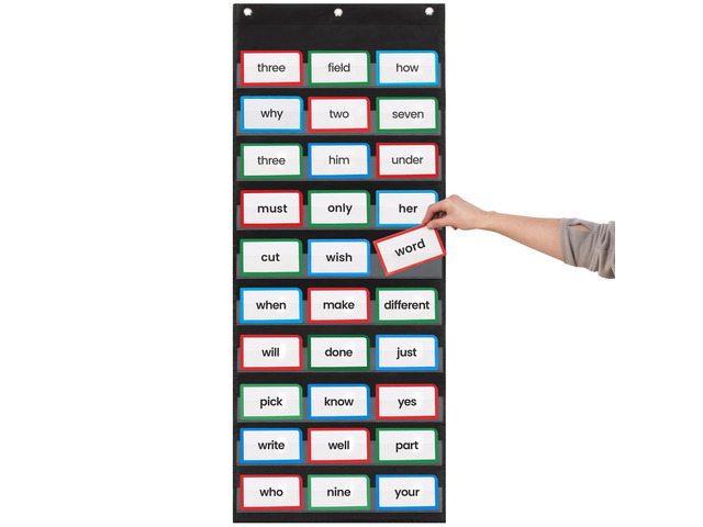 Sentence Strip Pocket Chart, 17' Wide x 44' Tall, Black Pocket Chart For Dry Erase Sentence Strips, Easy to Use & Hang, Reusable, For Classrooms,...