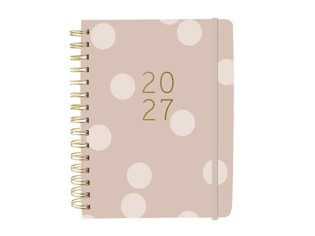 Polka Dot 18 Month Planner, July 2026 Dec. 2027, Hardbound Spiral Planner with Monthly Tabs, Holidays & Reminder Stickers, 6 x 8