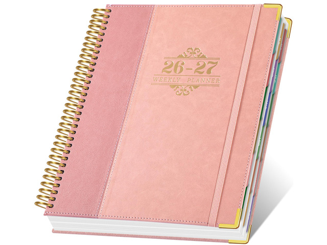 2026-2027 Weekly & Monthly Calendar Planner, Jul 2026-Dec 2027 8.5' x 11', Two-Tone Leather Hardcover, Academic Year Agenda for Day Planning,...