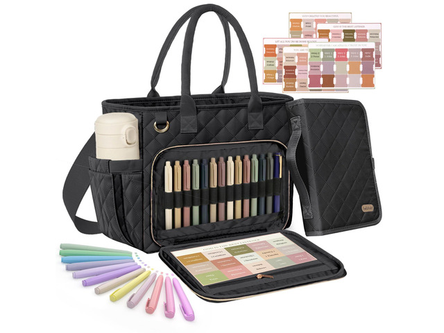 Large Bible Bag with Bible Cover Case for Women, Quilted Bible Tote Bag Church Bag Bible Carrying Case with Study Supplies & Shoulder Strap,...
