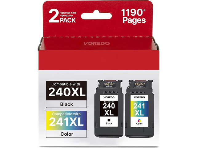PG-240XL/CL-241XL Ink Cartridges for Canon 240XL 241XL Combo Pack Compatible with Canon PIXMA MG3620 MG3600 MG3520 TS5100 TS5120 MG3120 MG3520...
