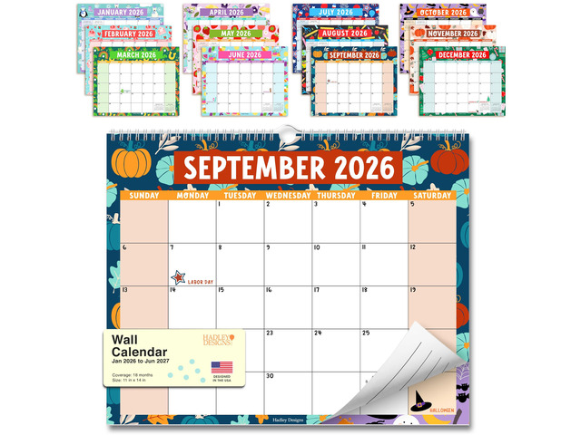 2026 Calendar Wall - 2026 Wall Calendar Large for School, Home & Office 18-Month Hanging Calendars, Academic Monthly Calendar from January 2026 to...