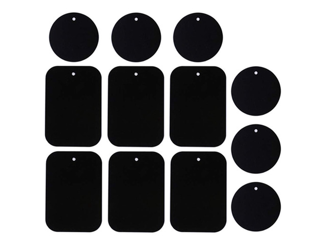 Smartphones Metal Plate 12 Pack for Phone Car Mount Holder Cradle with 3M Adhesive (Compatible with Magnetic Mounts) - 6 Rectangle and 6 Round, Black