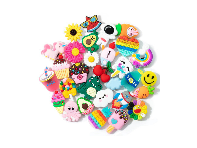 Different Charms, 30 Pack, PVC Random Cute Charms Decoration Charms for DIY Crafts, Keychains, Party Favors, Scrapbooking & Decorations